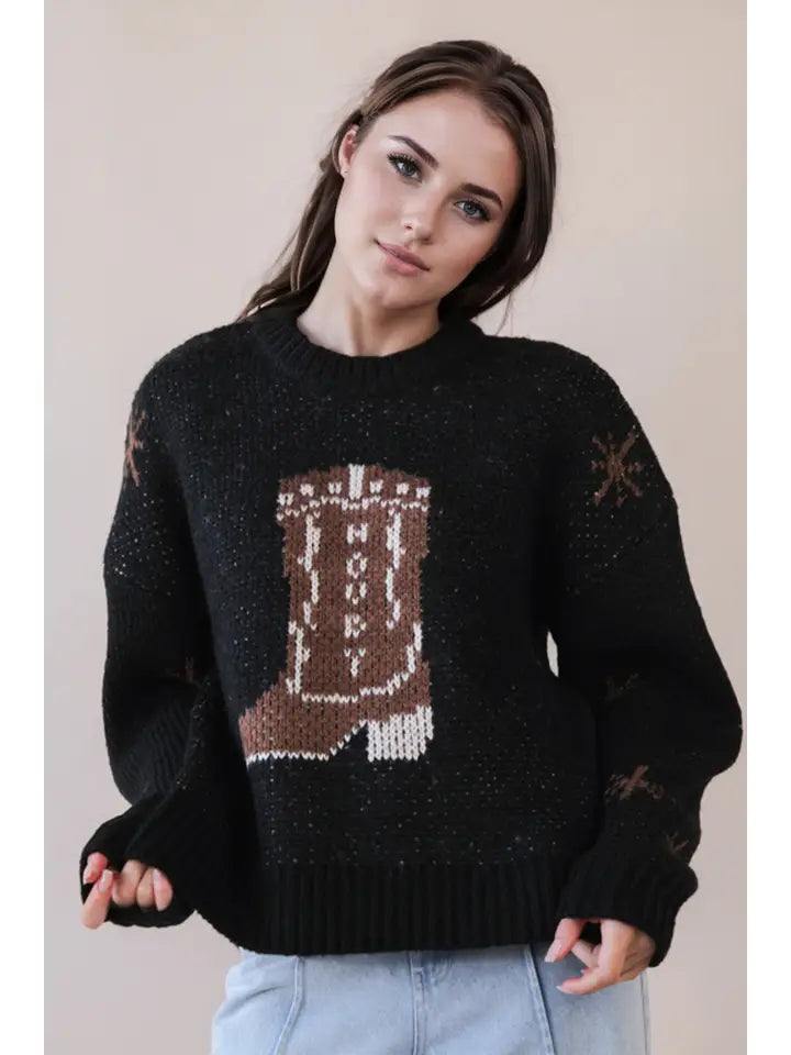 Cowboy Boot Graphic Sweater