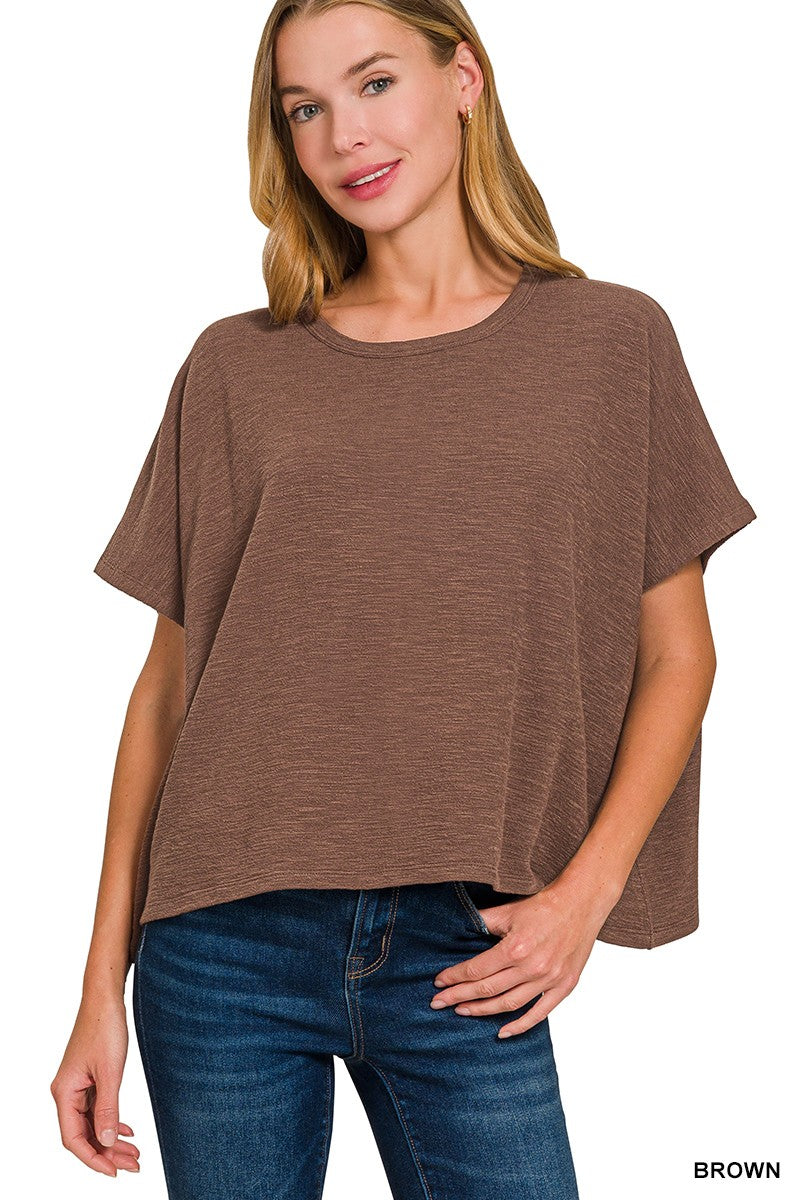 cotton slub oversized tee - brown