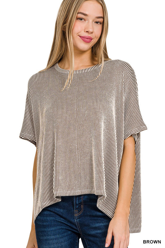 savannah ribbed top - brown