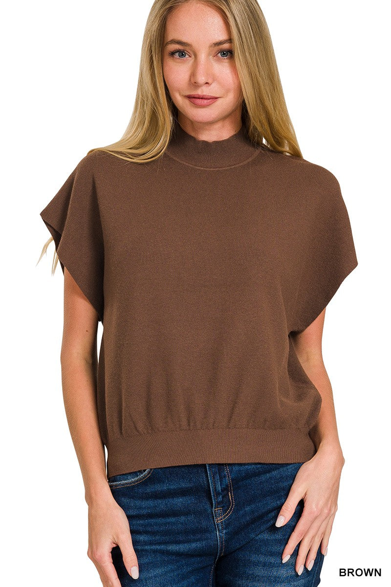 claire mockneck sweater top - brown