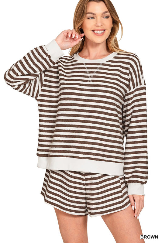 HUNTLEY STRIPED TOP - BROWN