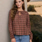 Plaid Shirred Front Tie Top