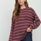 Striped Relaxed Top - Burgundy