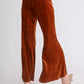 High Waist Velvet Flare Pants - Burnt Orange