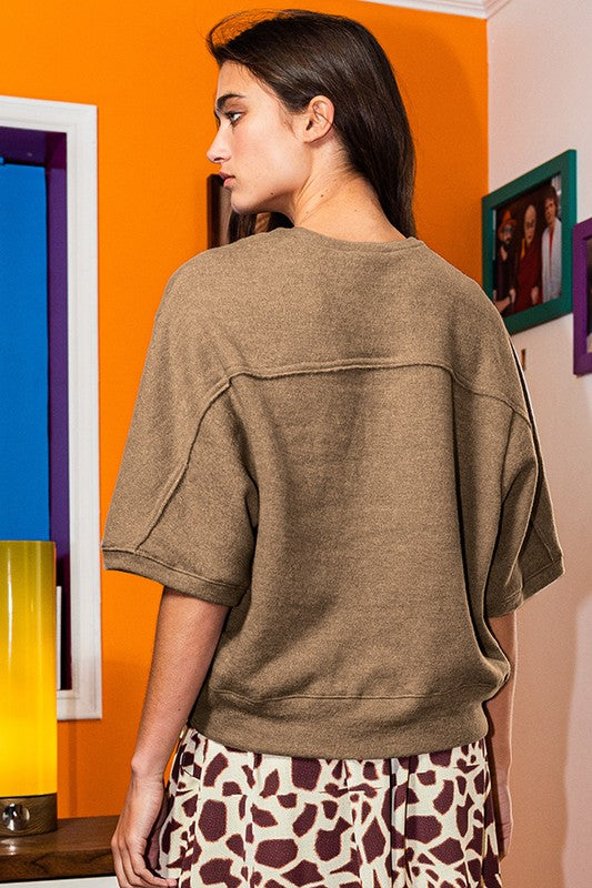 Raw Edge Crop Sweatshirt