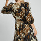 Camel Mix Floral Print Dress