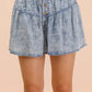 washed chambray flare shorts