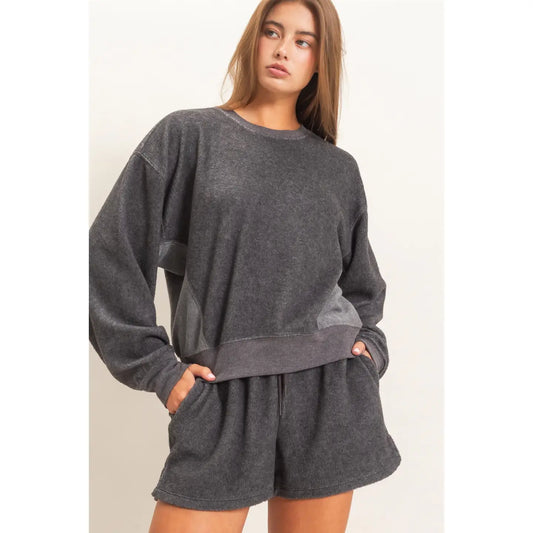 Emmy Contrast Sweatshirt - Charcoal