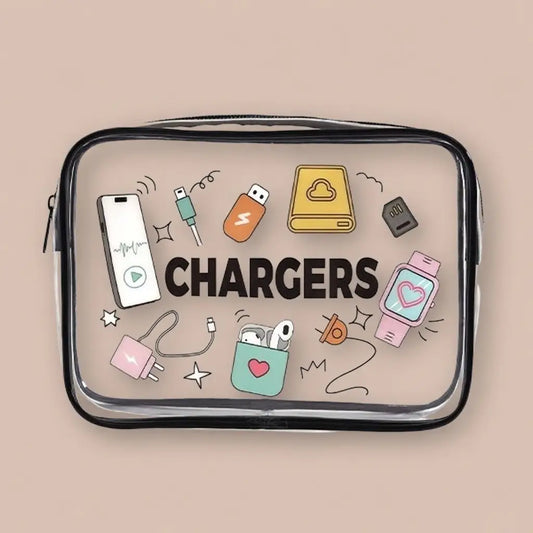 Clear Travel Cosmetic Pouch - Chargers