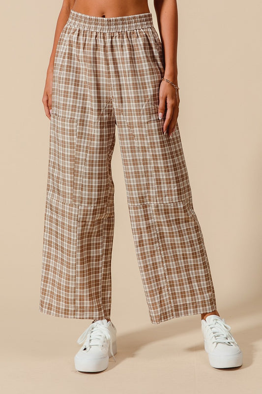 Checkered Plaid Wide Leg Pants