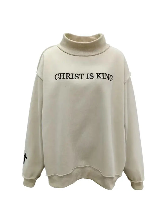 Christ is King Embroidered Mockneck Crewneck