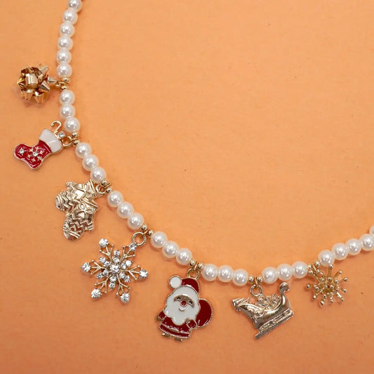 Pearl Charm Necklace - Christmas
