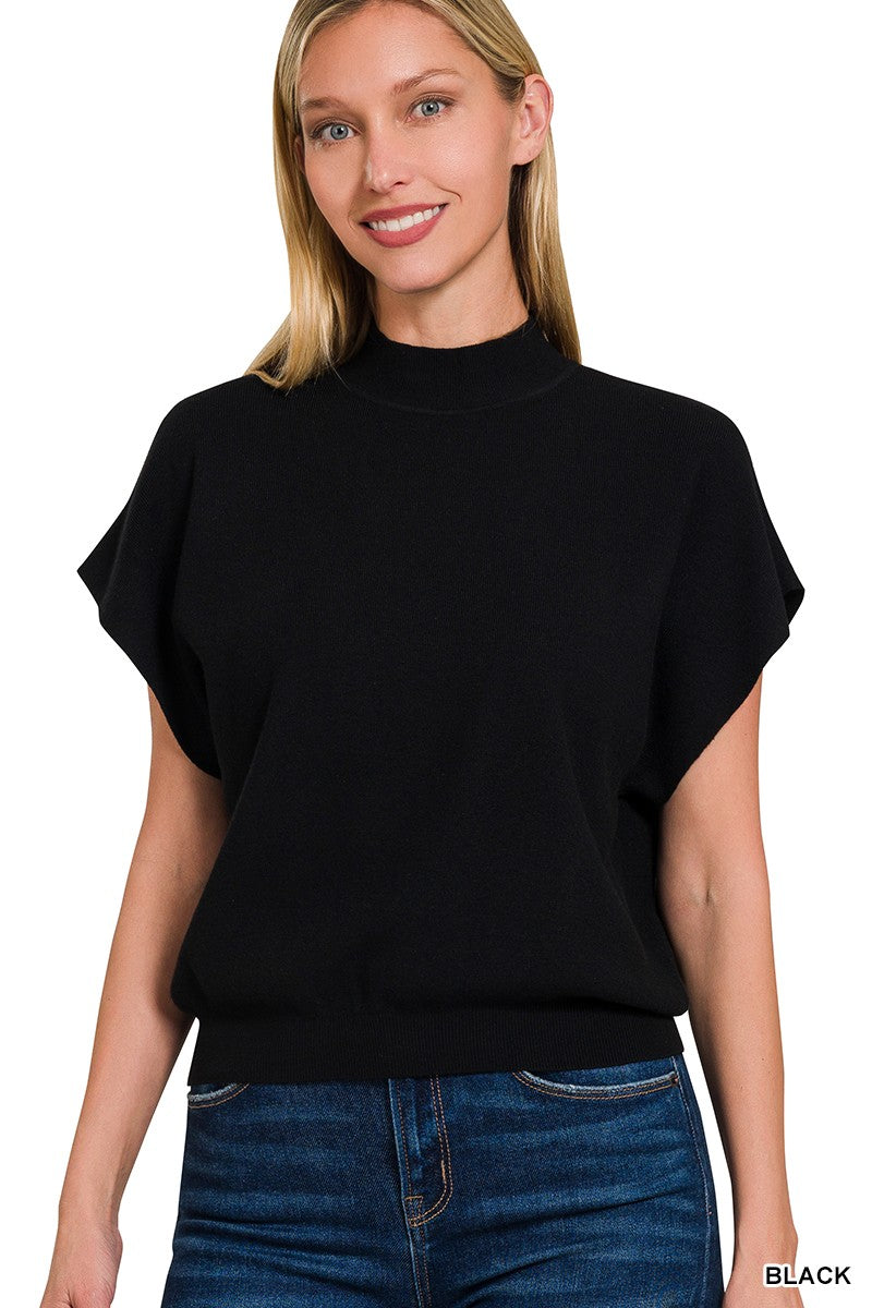 claire mockneck sweater top - black
