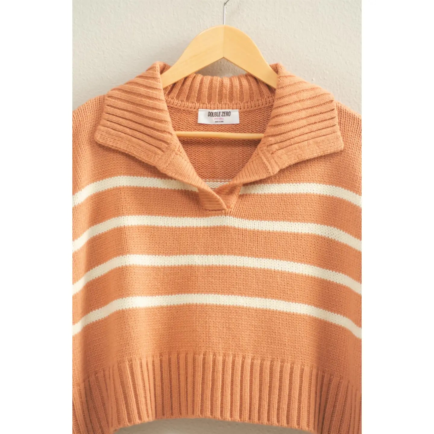 Ribbed Collar Striped Sweater