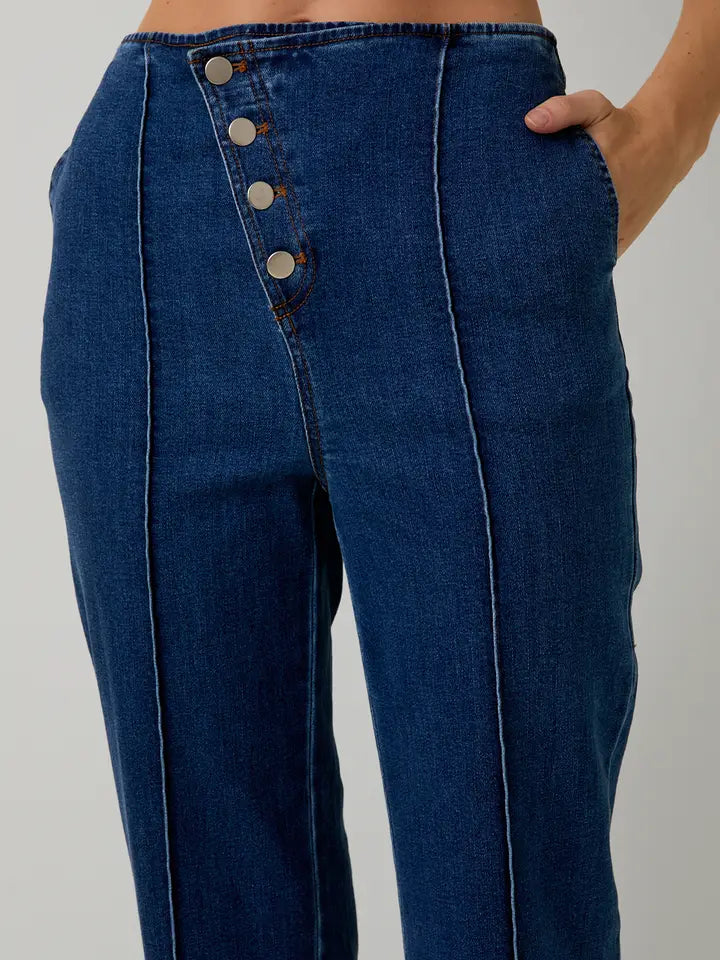 Button Up Detail Denim Pants
