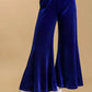 High Waist Velvet Pants - Cobalt Blue