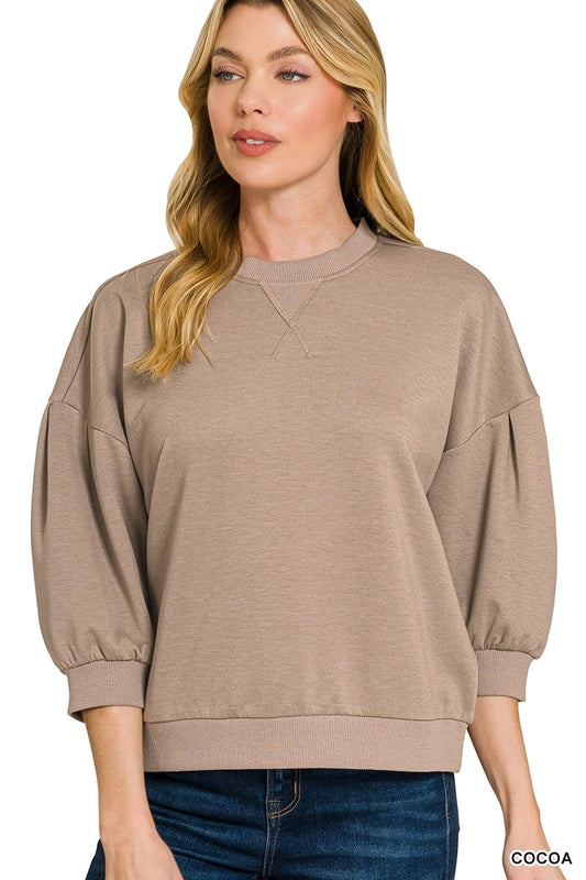 Dolman Sleeve Scuba Pullover - Cocoa