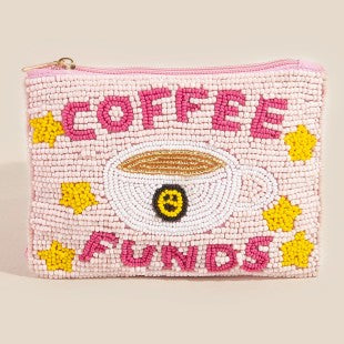 Coffee Funds Beaded Coin Purse