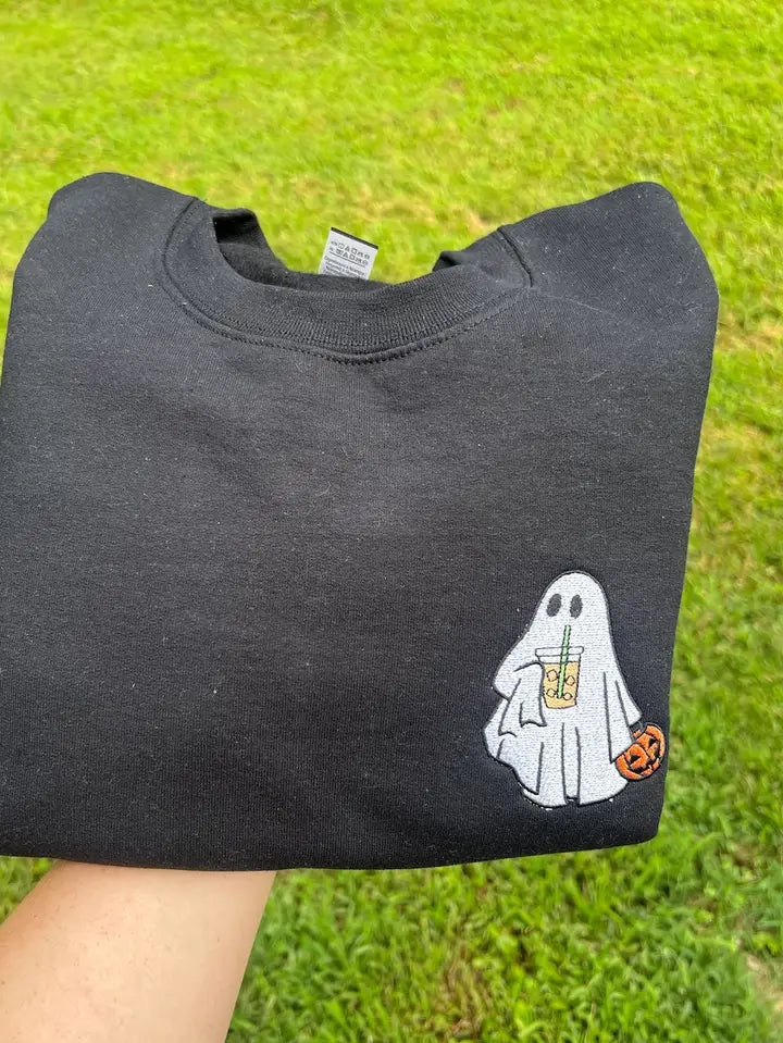 coffee ghost embroidered sweatshirt - FINAL SALE