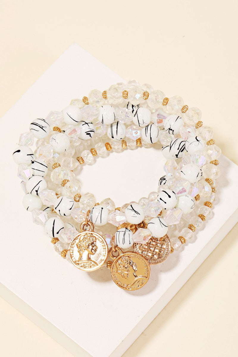 Assorted Clear Coin Bracelet Set
