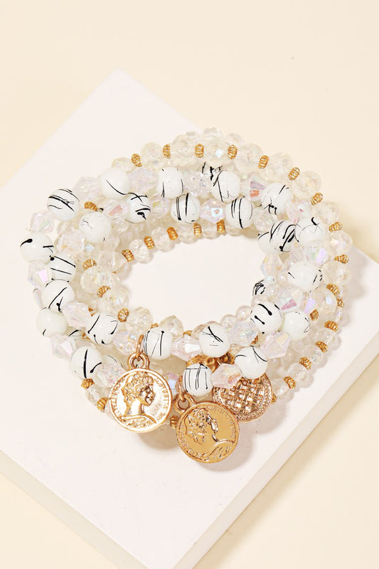 Assorted Clear Coin Bracelet Set