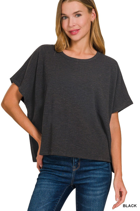 cotton slub oversized tee - black