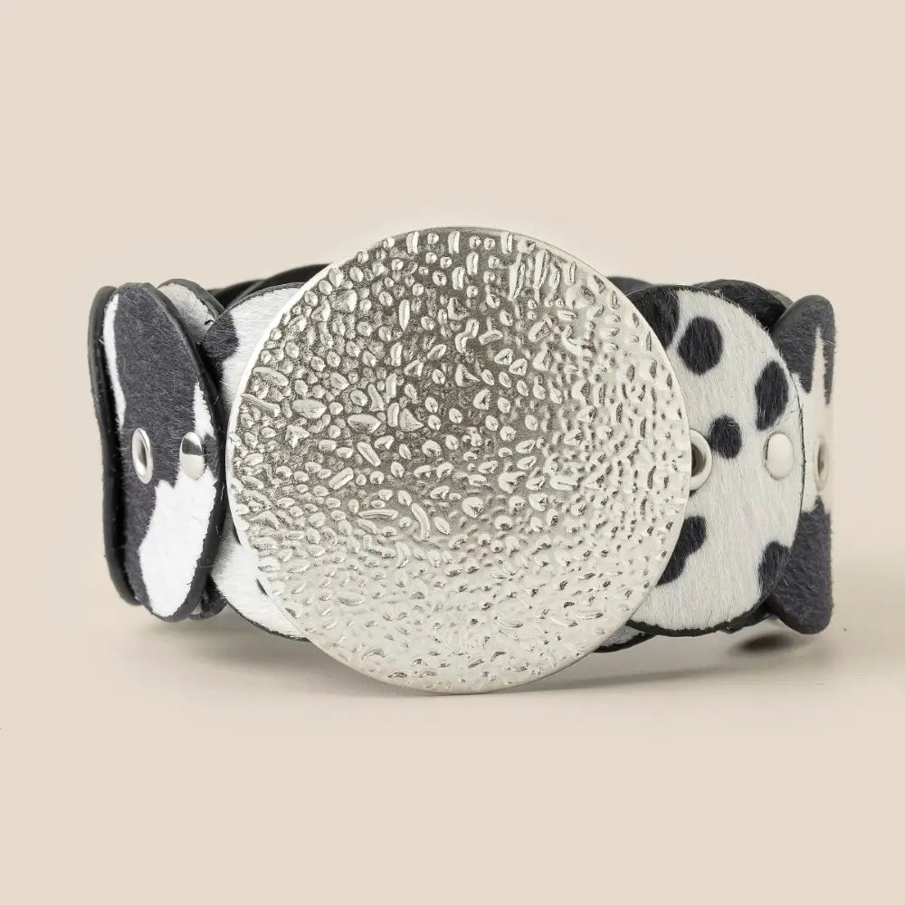 Western Cowhide Concho Belt - Black