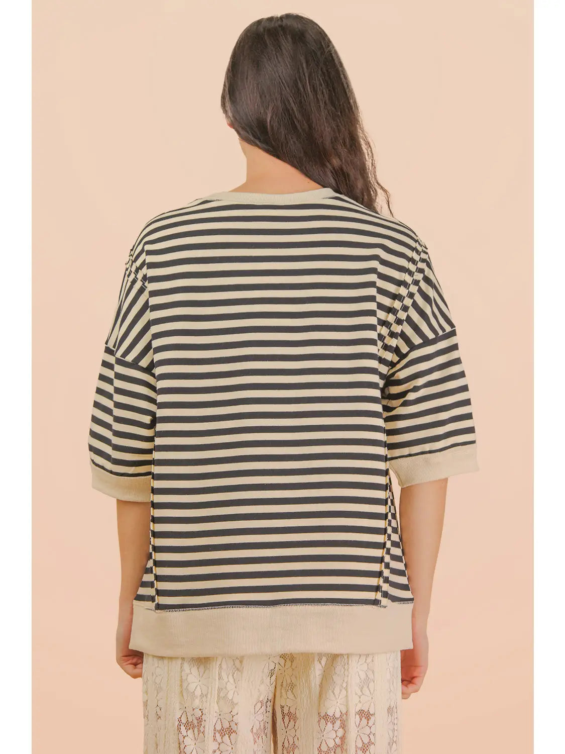 Neon Nights Striped Top - Black/Cream