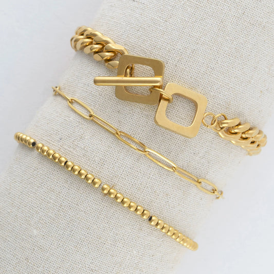 Waterproof Curb Chain Bracelet Set