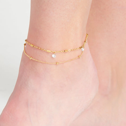 Waterproof Dainty Multi Row Anklet