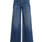 high rise pintuck denim pants - dark
