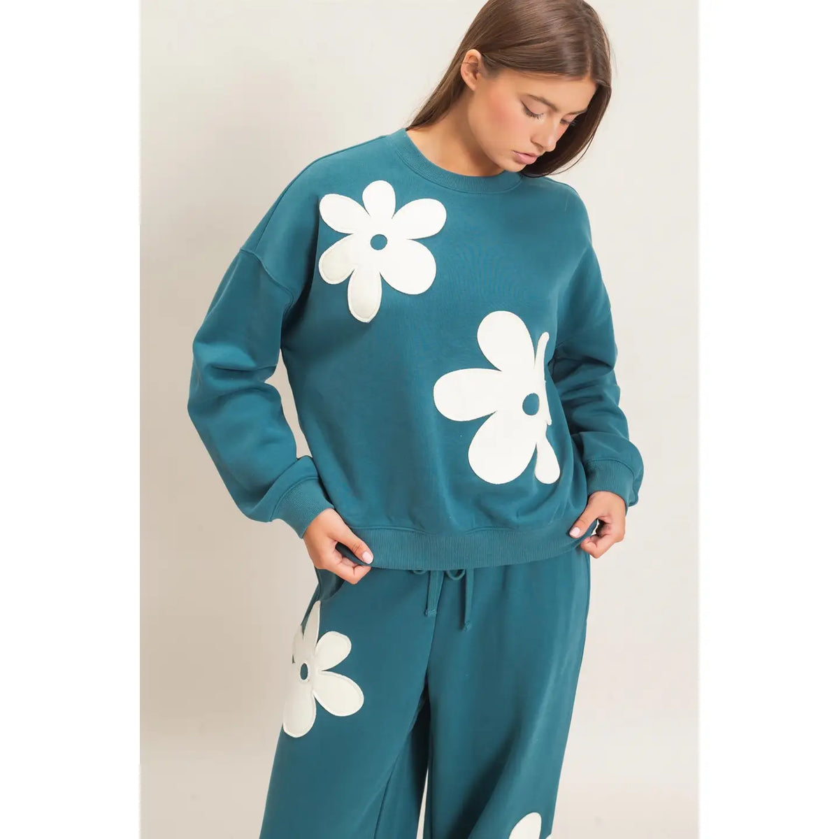 Flower Applique Sweatshirt