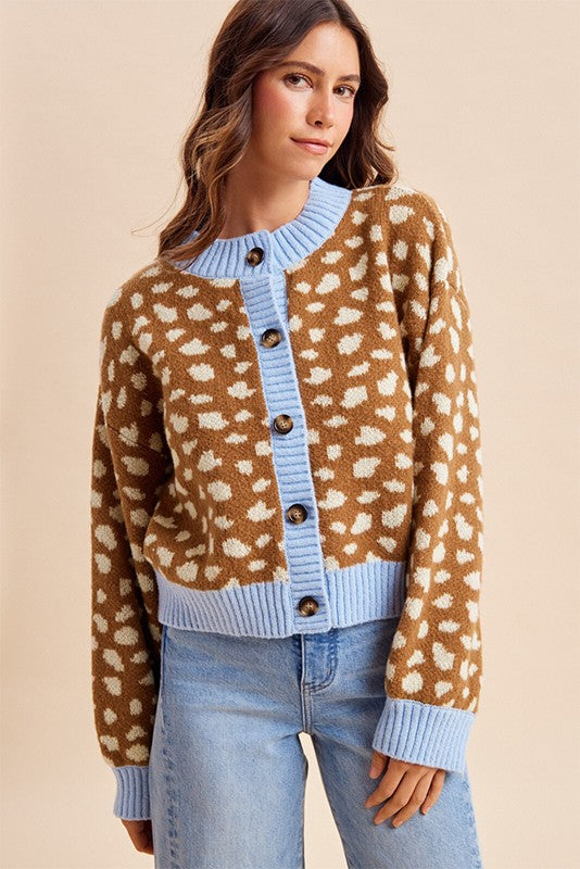 Deer Jacquard Chunky Cardigan