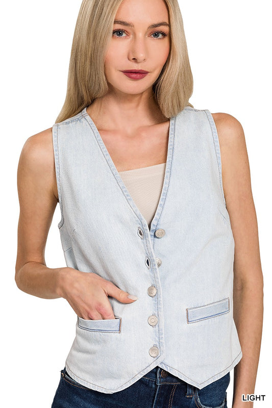 Button Up Denim Vest