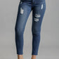 Distressed Detail Skinny Jeans - Denim