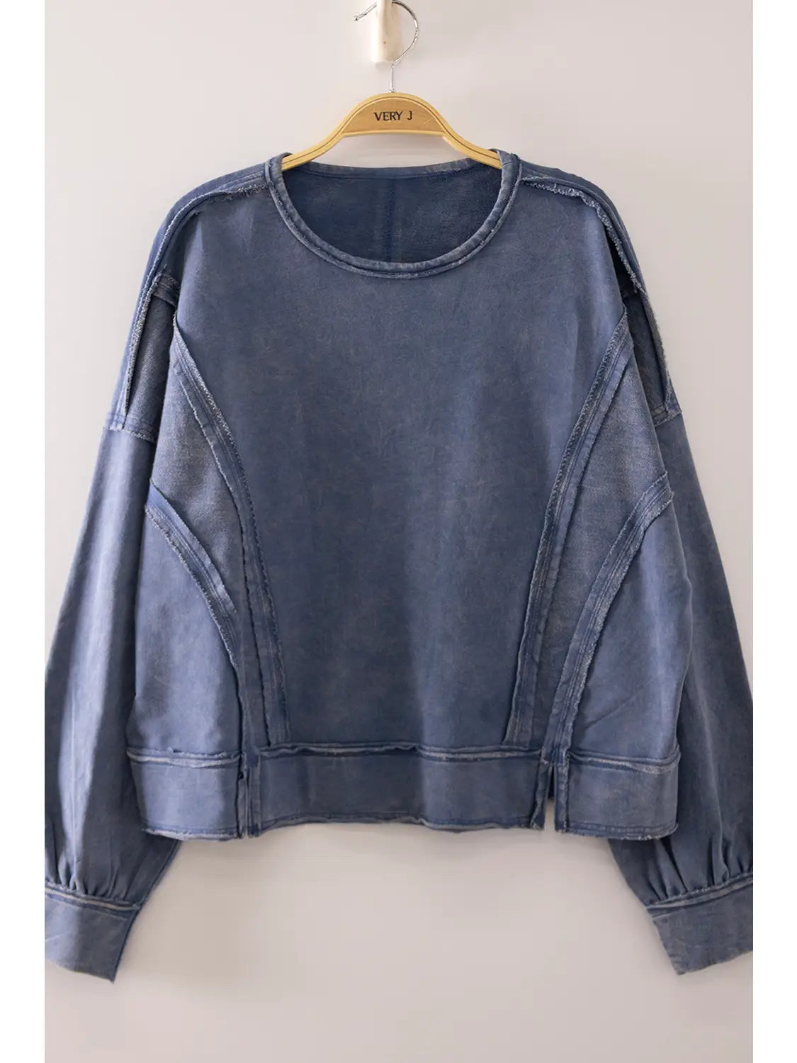 Vintage Washed Raw Edge Top - Denim