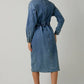 Button Down Utility Denim Midi Dress