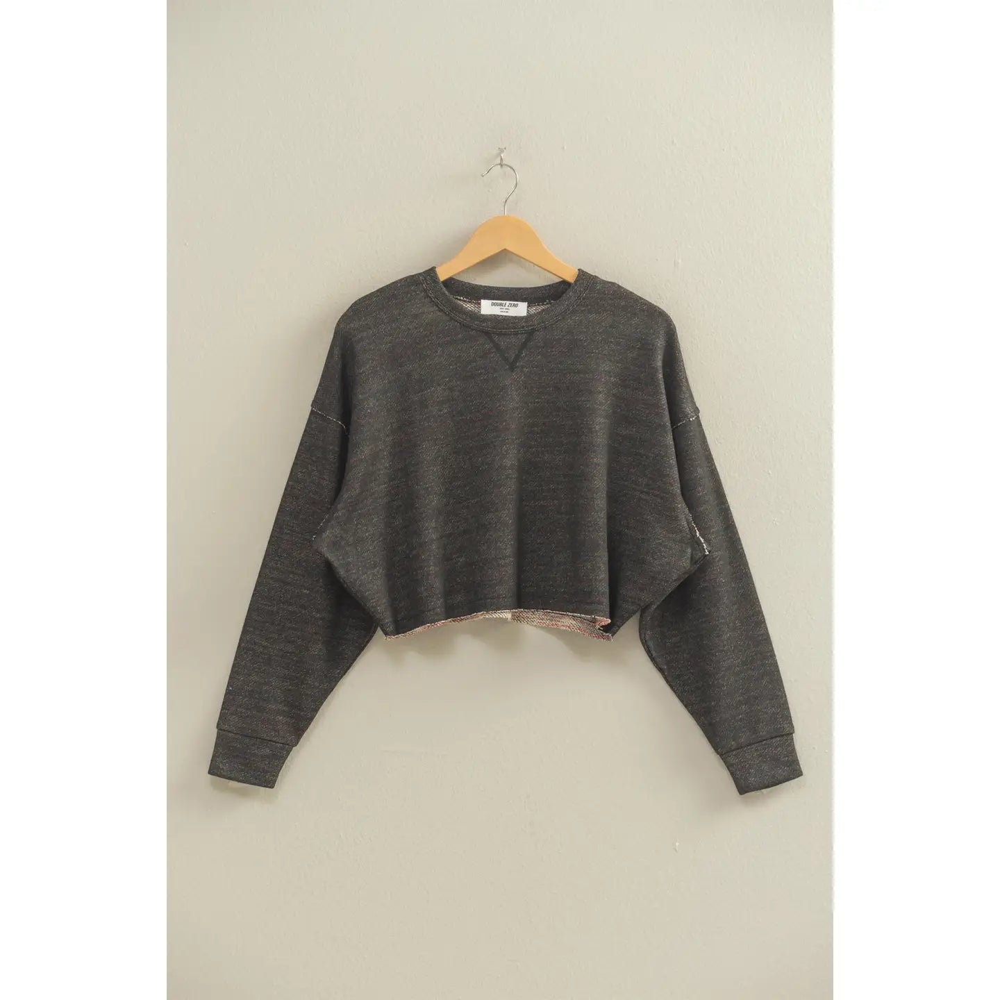 Drop Shoulder Crop Top - Black