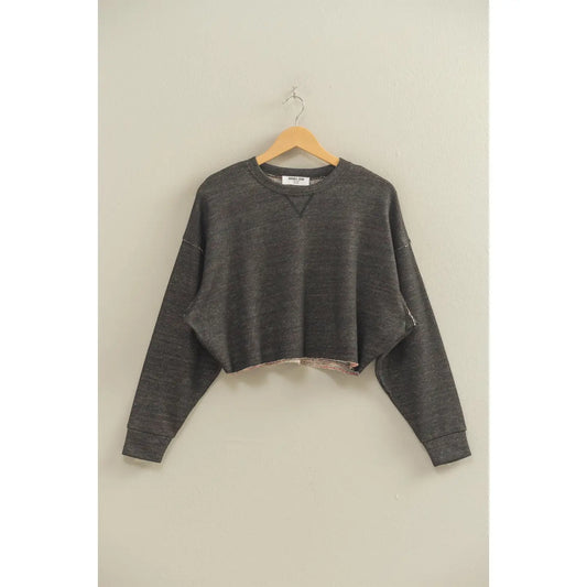 Drop Shoulder Crop Top - Black