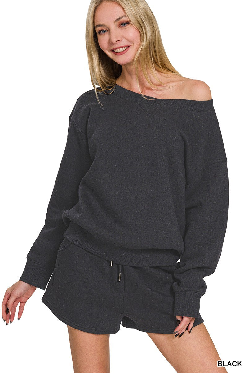 keely fleece shorts - black