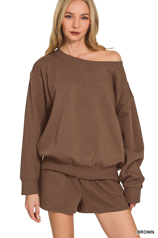 keely fleece shorts - brown