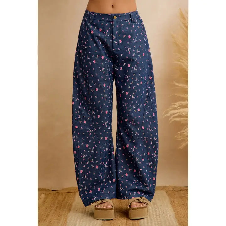 Floral Print Wide Leg Pants