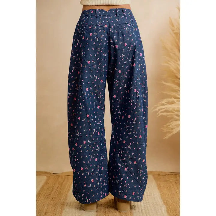 Floral Print Wide Leg Pants