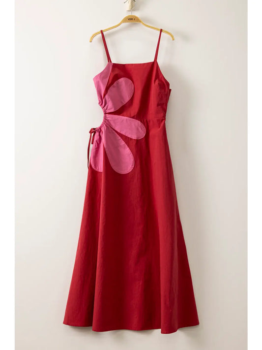 Vacation Babe Midi Dress - Red/Pink