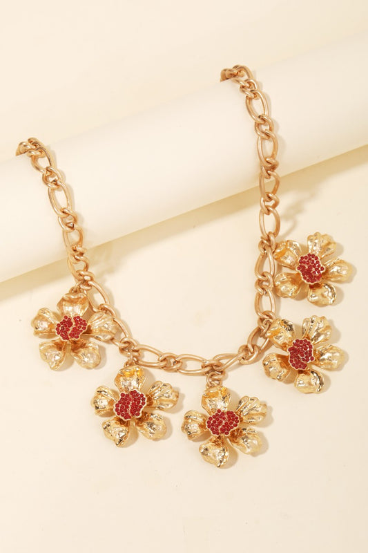 Flower Station Chain Necklace
