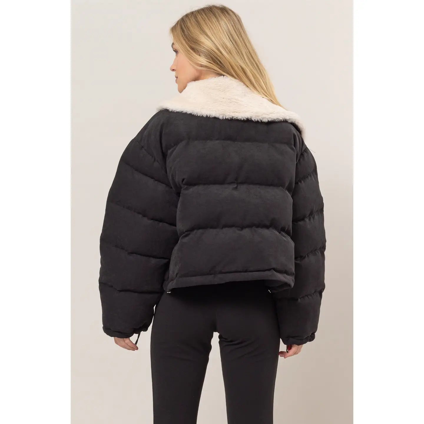 Fur Contrast Puffer Jacket - Doorbuster