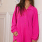 Oversized Collared Knit Romper - Fuchsia