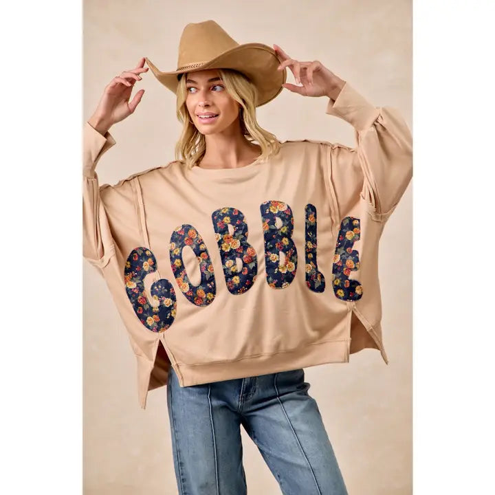 Gobble Floral Letter Patch Top - FINAL SALE