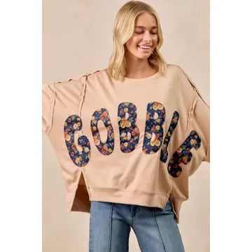 Gobble Floral Letter Patch Top - FINAL SALE
