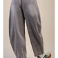 Washed Denim Barrel Pants - Gray